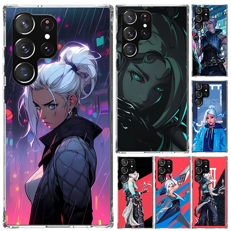 Valorant Jett Phone Case for Samsung Galaxy S26 S24 S23 Ultra S25 Edge S22 S21 Plus S20 FE + Soft Print Shell Funda Galaxy S25 S