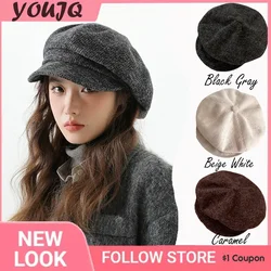 INS Winter Knitted Octagonal Beret Hats for Women British Retro Versatile Cap Versatile Newsboy Painter Hat Gorra Inglesa Hombre