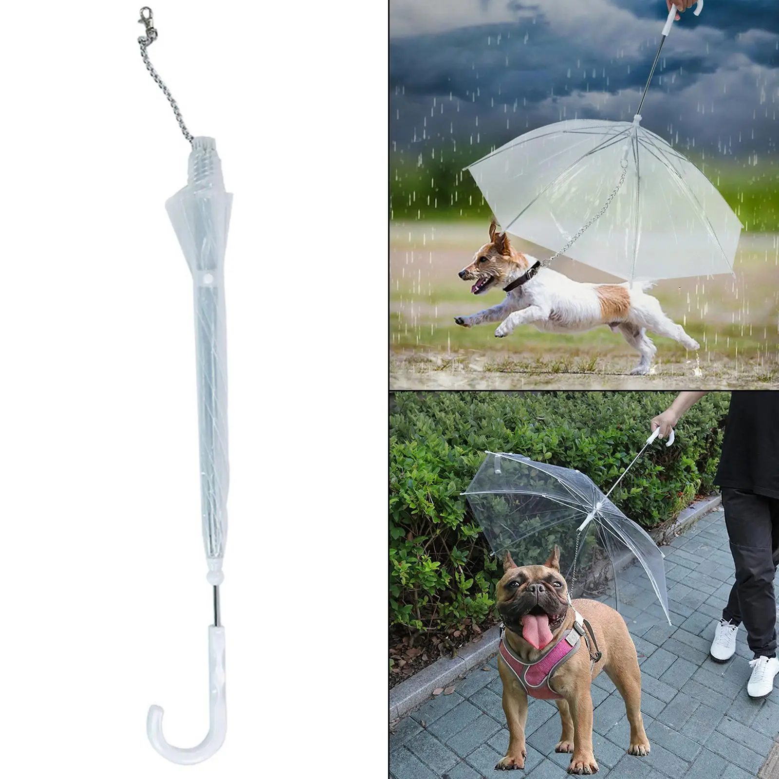 High Quality Pet Umbrella Transparent Dog Umbrella with Leash Assembly for Rain