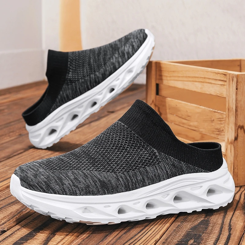 

Дышащие мужские ленивые тапочки, домашние и уличные сандалии, модные осенние мужские легкие домашние полутапочки, мужская повседневная обувь