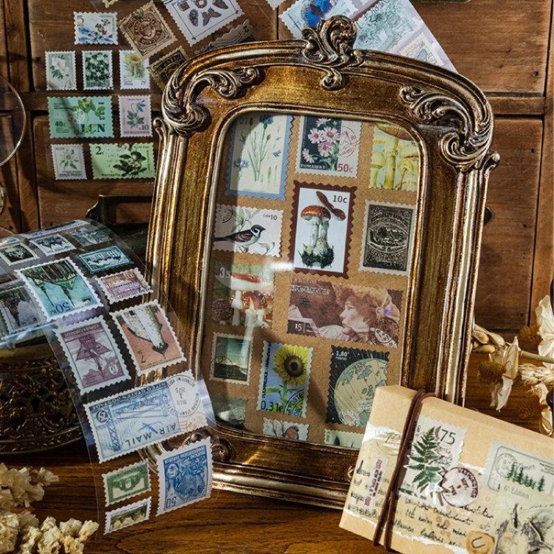 ธรรมชาติ Post Office แสตมป์ Washi เทป Vintage โรงงาน Scrapbooking DIY ตกแต่ง Collage วัสดุบ้าน Journaling หัตถกรรม