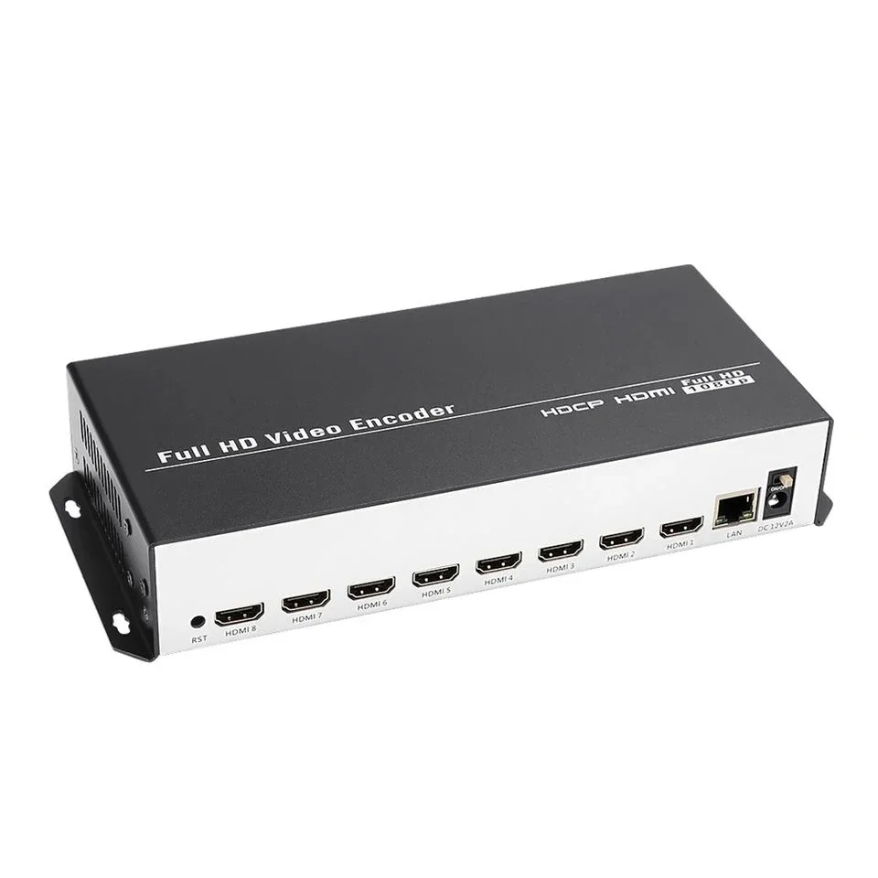 Auf Lager Unisheen 8-in-1 H.265 H.264 HDMI zu IP Video Encoder 8 Kanäle Live Streaming Encoder HD Encoder H265