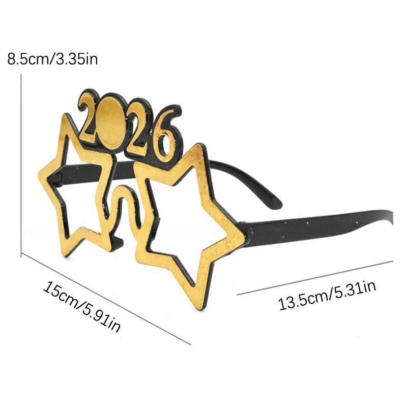 2026 عدد النظارات سنة جديدة سعيدة نظارات الماس بريق النظارات الشمسية تأثيري الدعامة عيد الميلاد الطرف الديكور نظارات مضحكة #6