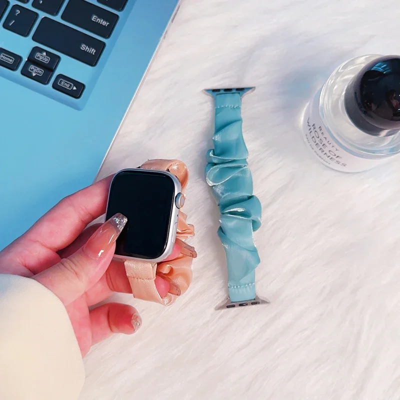 Cinturino per capelli in Chiffon per Apple Watch Serie 7 Correa 45mm 44mm 40 42 38 bracciale elastico per iWatch 9 8 Se 6 5 2 Ultra 49