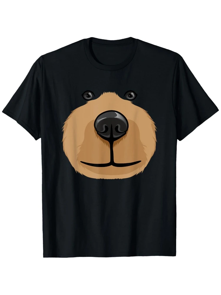 

ute Cartoon Bear Face pattern design -100% cotton summer O-neck short sleeve casual printed men's T-shirt.