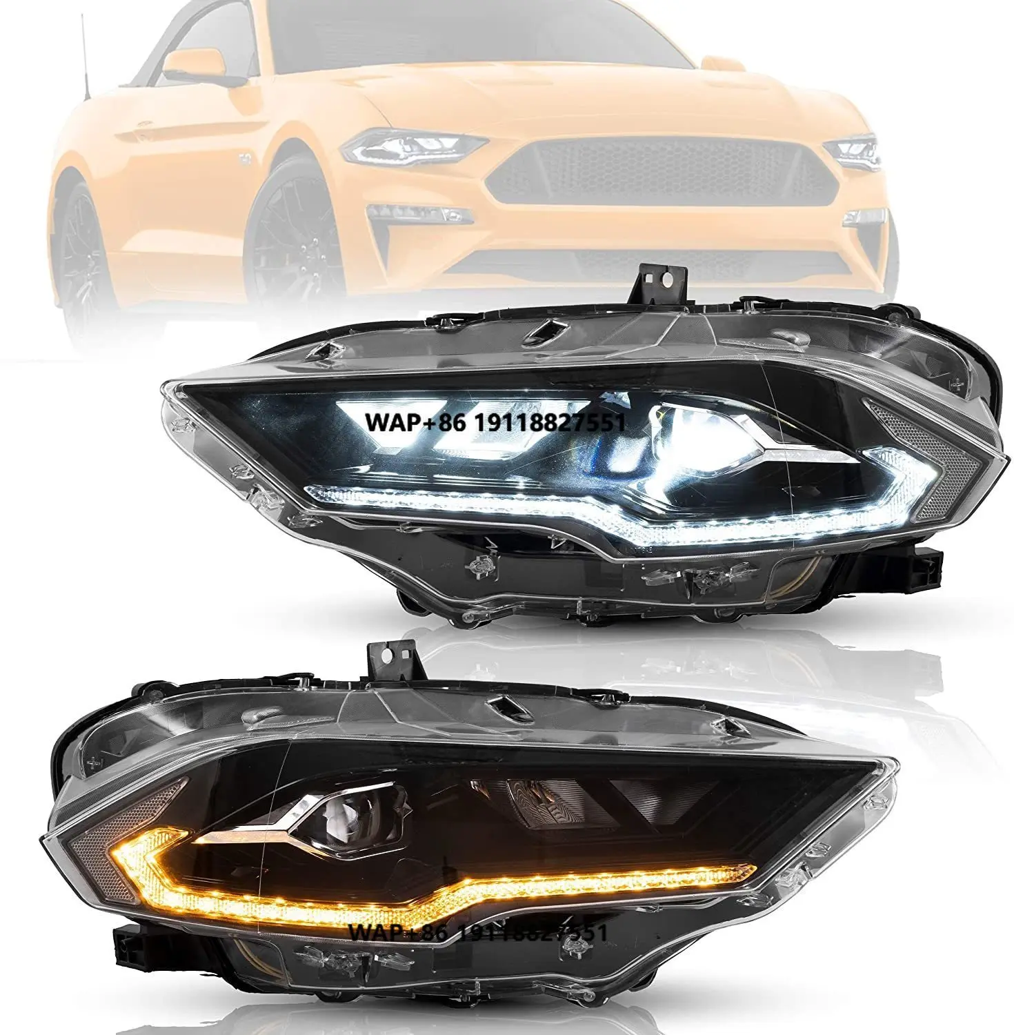 

Headlight Assembly for 2018 2019 2020 With Plug-and-Play Black for Ford Mustang Headlamp Driver and Passenger Side