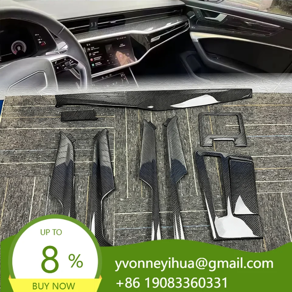Replacement Type Carbon Fiber Interior Decoration Kit For Audi A6 S6 A7 S7 C8 2019+Dashboard Trim Set Original Clip Fitment