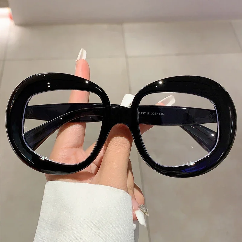 KAMMPT New Oval Eyeglasses Candy Color Oversized Fashion Vintage for Women Trendy Brand Design Non-prescription Eyewear