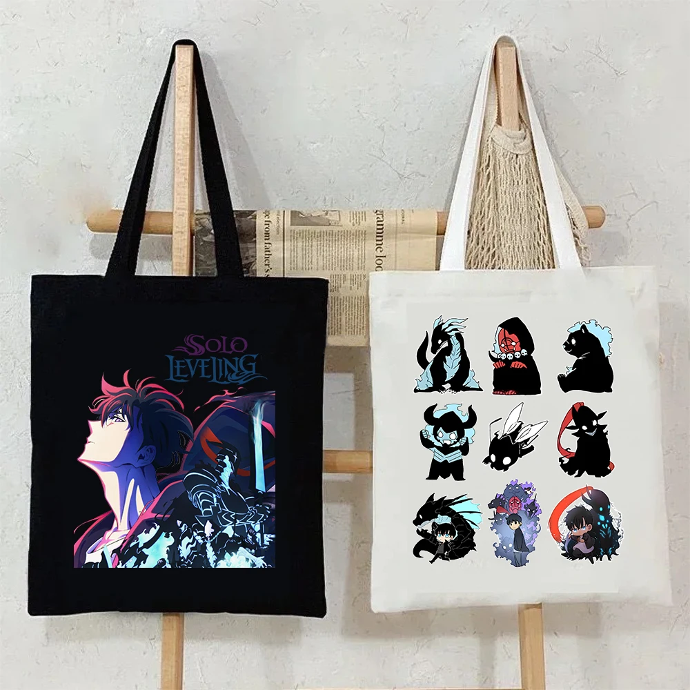 

Anime Solo Leveling Print Shoulder Bag Women Harajuku Manga Sung Jin Woo Graphic Canvas Tote Bag Shopper Bags Teen Handbag