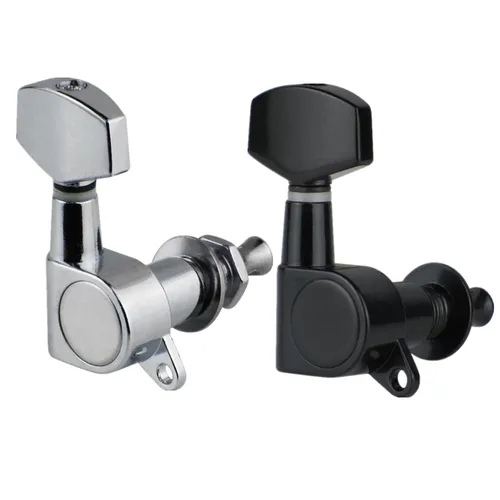 Imagen 1 del producto FLEOR Juego de clavijas de afinación 3x3 para guitarra acústica, clavijas de afinación 3L3R, cromado/negro