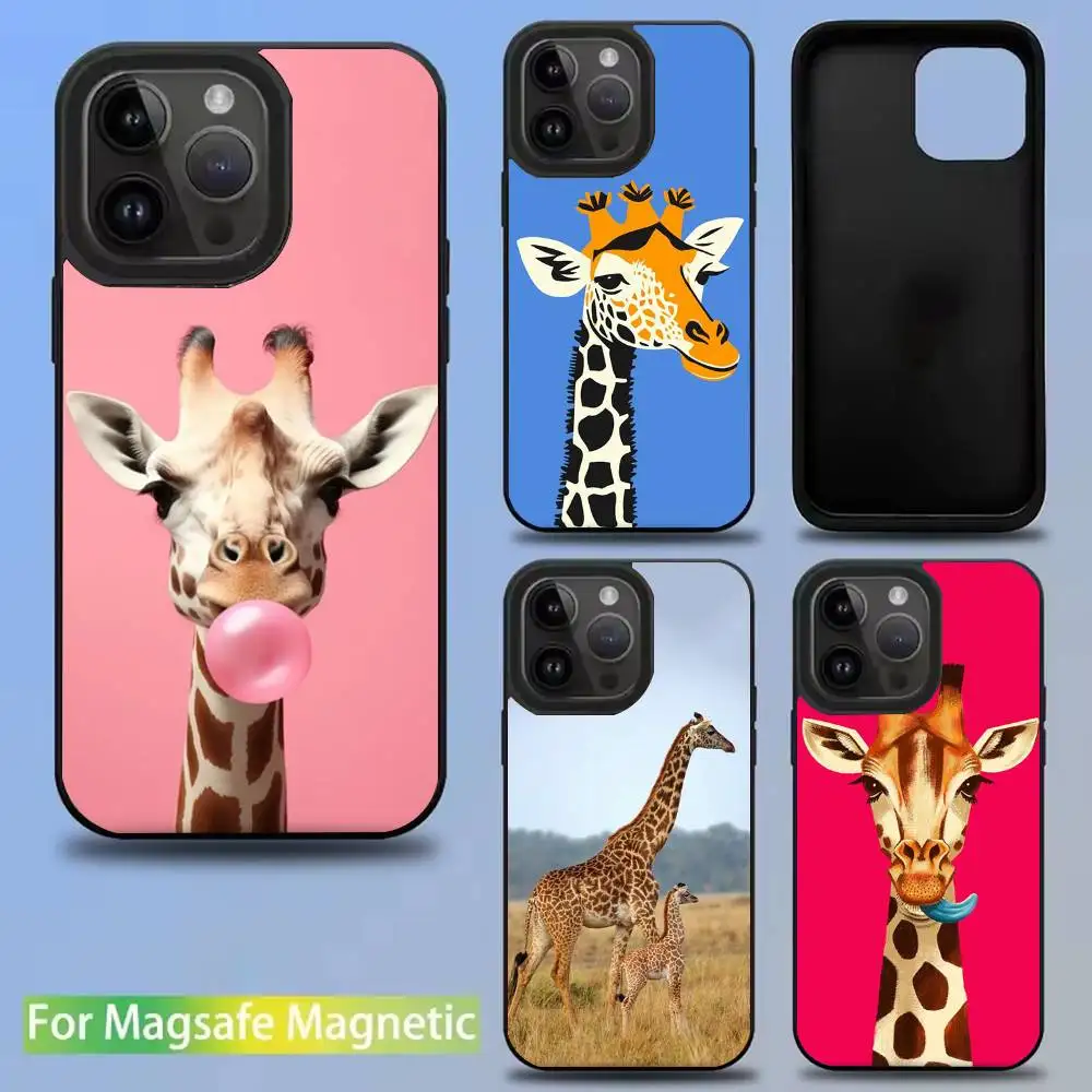 

Cute Cartoon Giraffe Animal Phone Case For iPhone 16,15,14,13,12,11,Pro,Max,Plus,Mini,SE New Magsafe Magnetic Wireless Charging