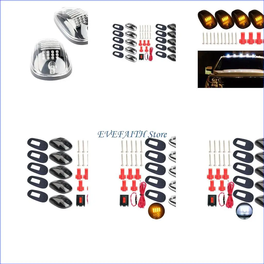 

124B 5Pcs Cab Marker Lights Cab Lights Roof Running Top Marker Lights Amber Lights