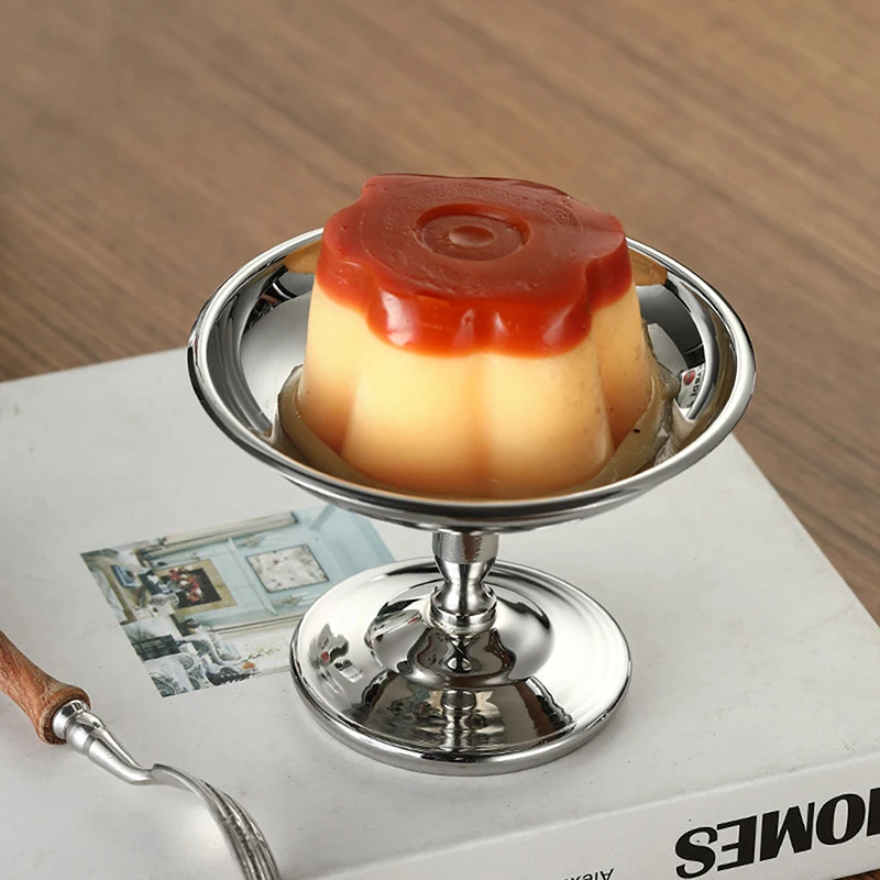 

【Q】Чашка для мороженого из нержавеющей стали, миска для пудинга, чашка для десерта с высокой базой, сервировочное блюдо для фруктового салата, тарелка для торта, блюдо для закусок