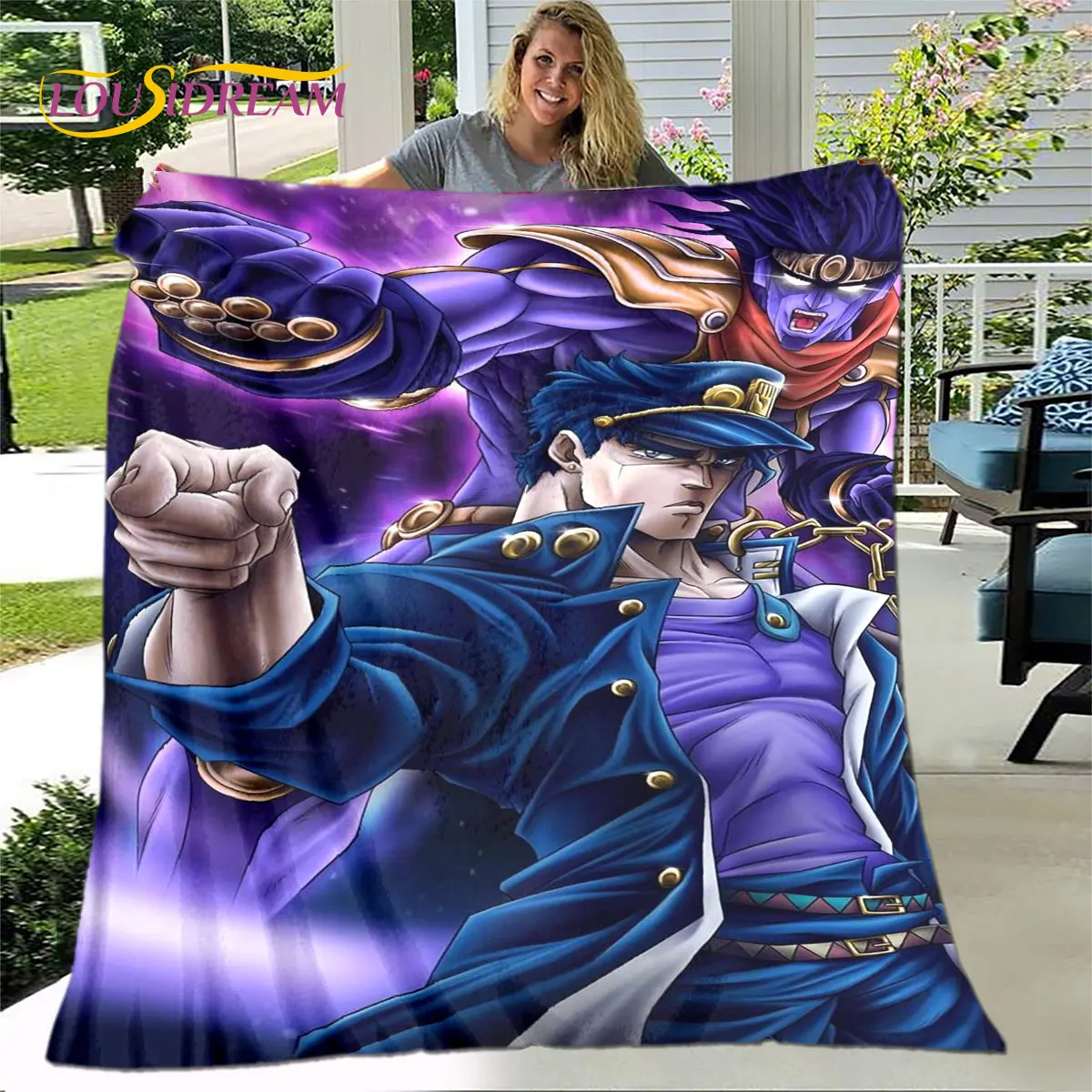 Anime  jojo's Bizarre Adventure Soft Plush Blanket,Flannel Blanket Throw Blanket for Living Room Bedroom Bed Sofa Picnic Cover