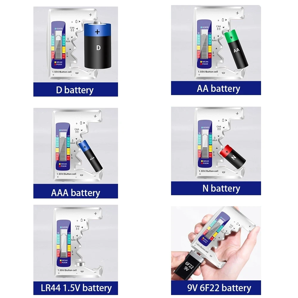 Batteries Tester Digital Capacity Universal Button For Lithum N /AAA/CAA/D/1.5V Cell Batteries Tester Checker BT168 Power