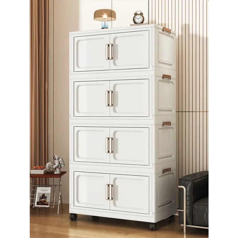 Folding Storage Cabinet with Drawers Home Organization Kitchen Bathroom Bedroom Multi-Functional Compact Closet Space Saver
