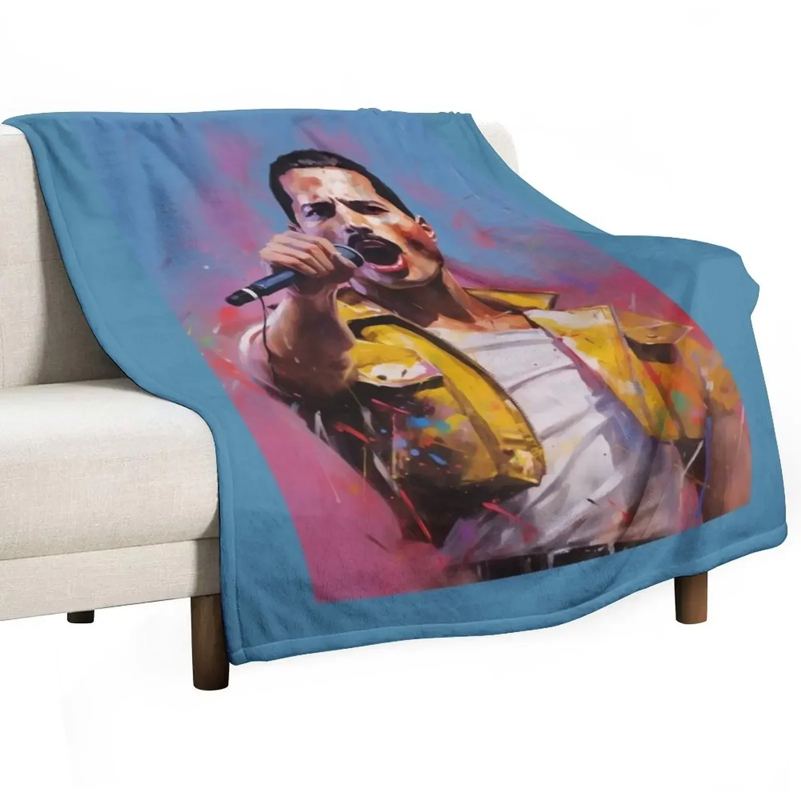 

Freddie Mercury is singing Throw Blanket halloween Luxury Throw heavy to sleep Soft Plaid Blankets