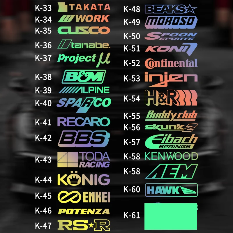 Random 15pcs 15CM Racing Sponsor Motorcycle sticker Set Cool Reflective Car Vinyl Decal for JDM EDM Race Turbo Drift - 61Styles