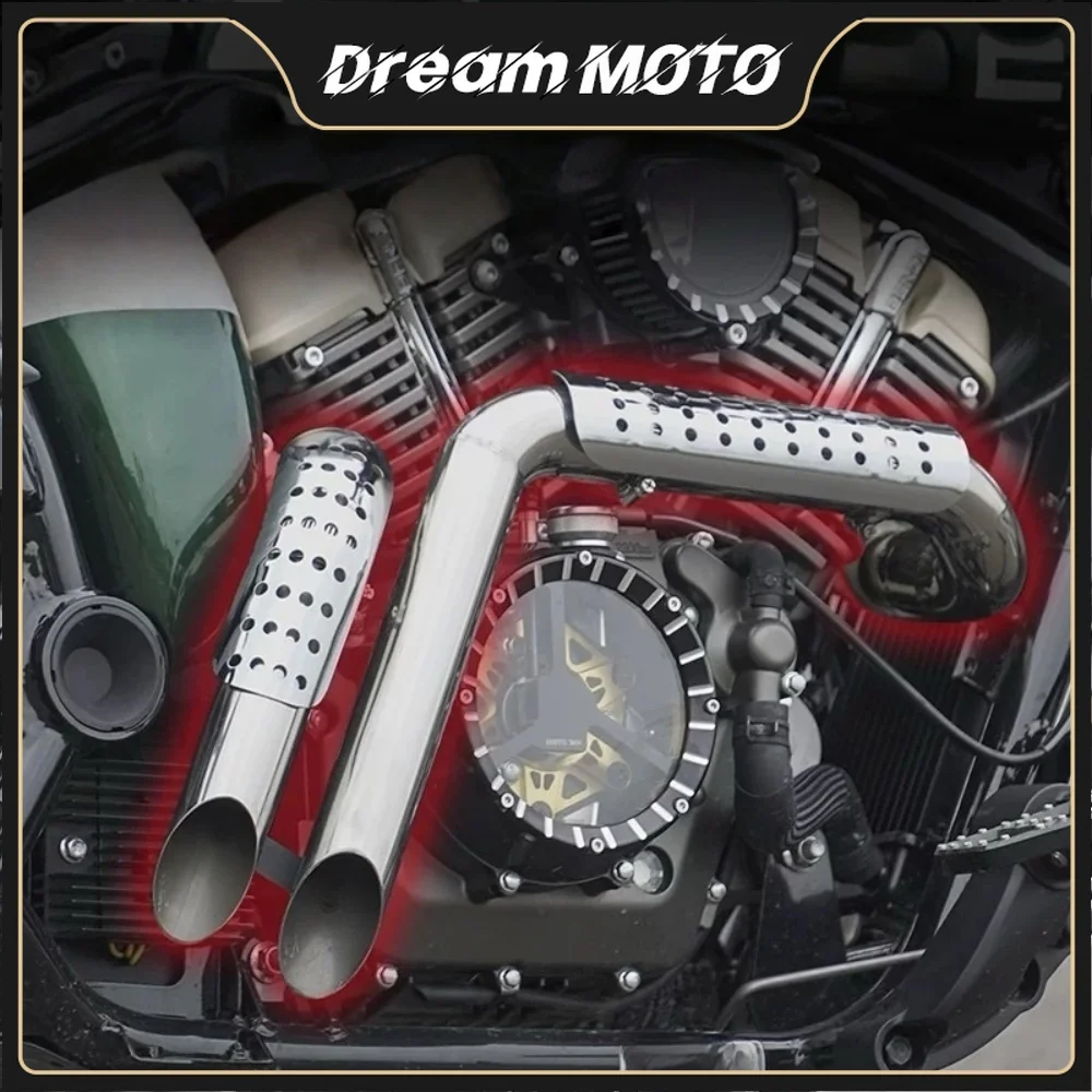 

BENDA Napoleonbob 250 custom right-side dual-outlet sweeping exhaust pipe full section retro low sound accessories