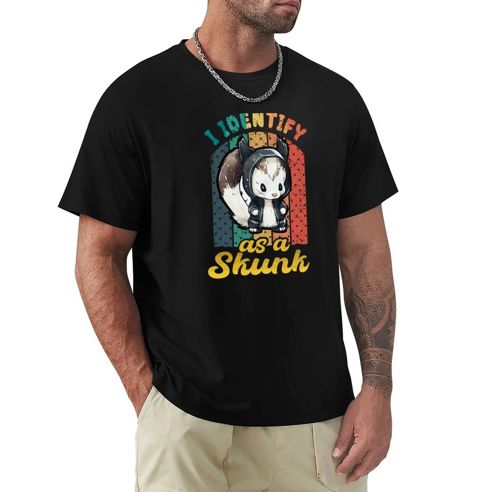 i dientify as a skunk T-Shirt t shirts for man cotton T-Shirt