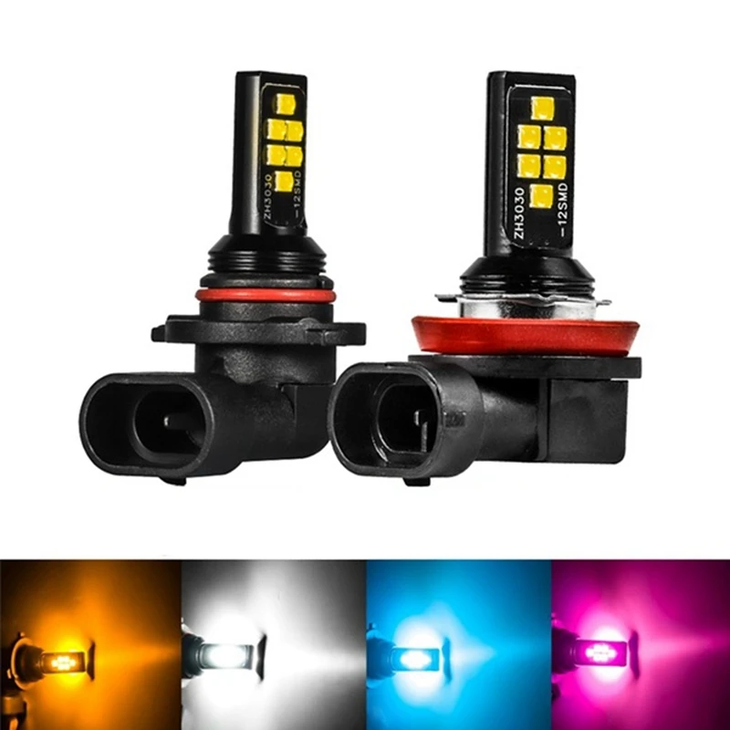 Luz antiniebla para coche, lámpara LED antiniebla de decodificación, H8/H11 3030 12Smd, blanco frío, 4 piezas