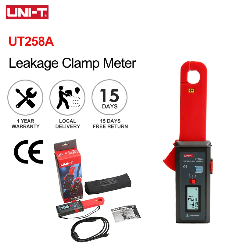 

UNI-T Leakage Clamp Meter UT258A 60A AC DC Current Pliers Ammeter Digital Amperometric Clamp Auto Range