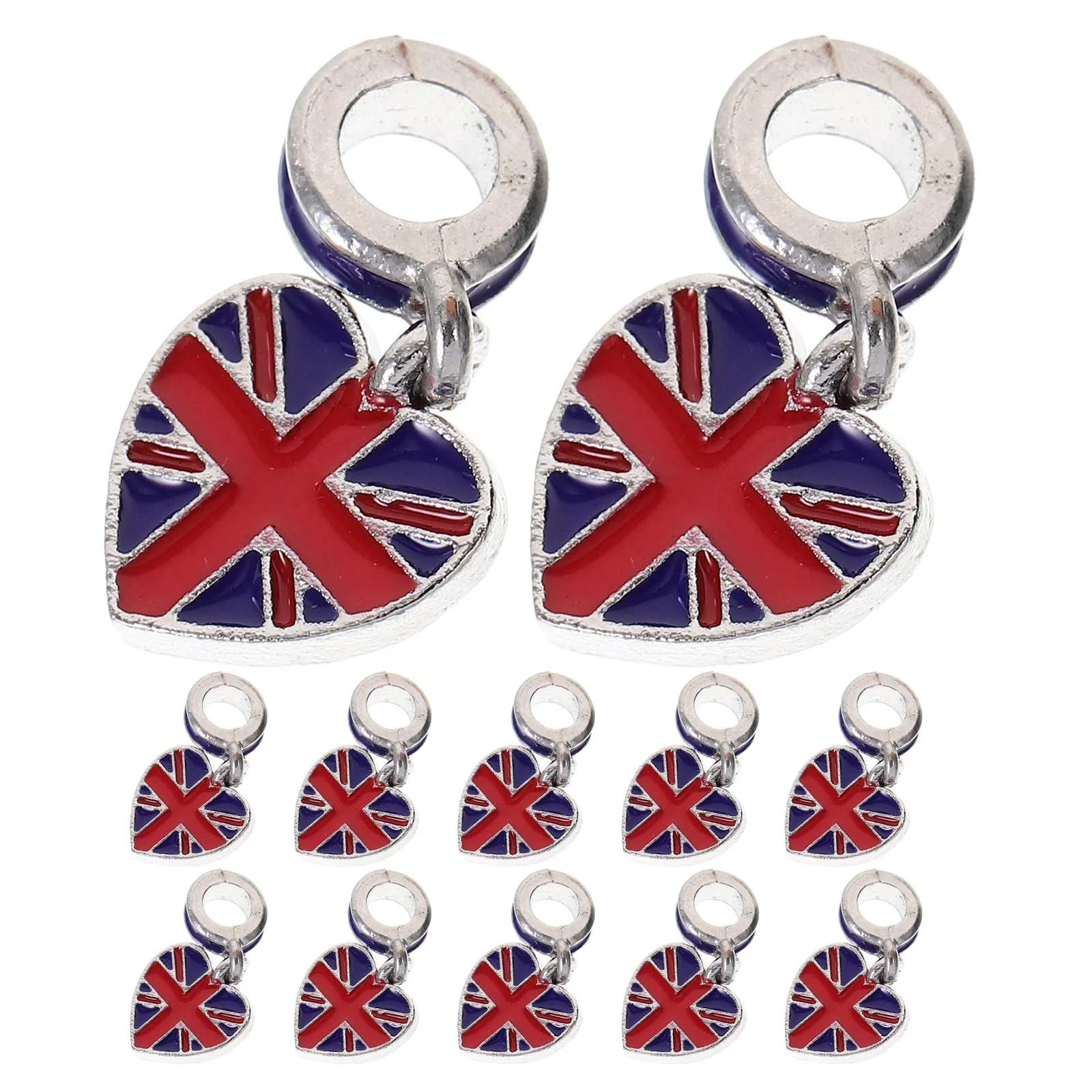

12Pcs Uk Flag Charms Patriotic Pendants for DIY Bracelet Making Jewelry Craft Holiday Accessories Women Bracelets