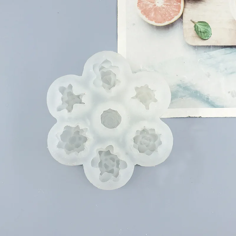 Rose Shaped Succulent Plant Mold - Kitchen DIY Creativity Tool Chocolate Candle Maker Fondant Jelly Mould for Home & Garden