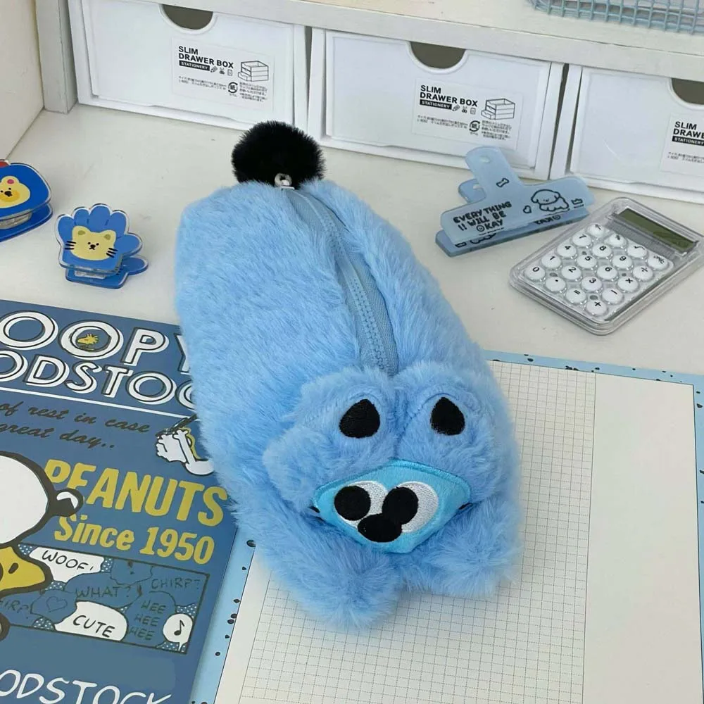 Большая вместительная плюшевая сумка для ручек с котом, плюшевая сумка для лежачего кота ярких цветов с мультяшным котом, мягкая милая плюшевая сумка для карандашей с мультяшным котом