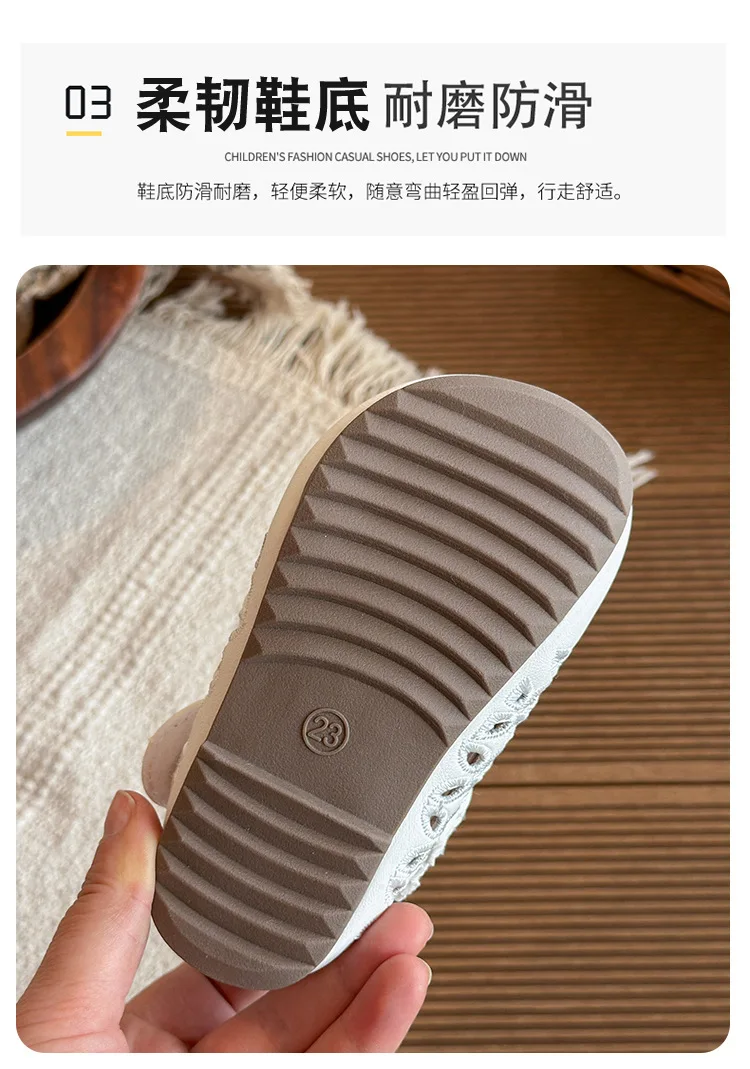 Mädchen Flache Schuhe mit Runder Spitze Ausgehöhlte Kinder-Lederschuhe Weiche Sohle 2026 Brandneue Kinder-Prinzessinnen-Schuhe Rutschfest – Detail 5