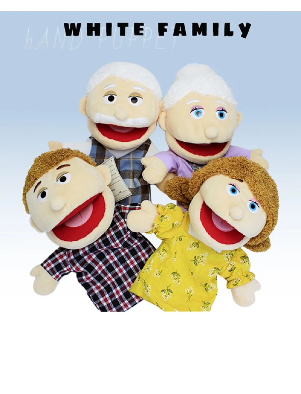 25cm famille doux peluche poupée papa maman frère soeur Cospaly peluche poupée éducatif bébé jouets Kawaii main doigt marionnette