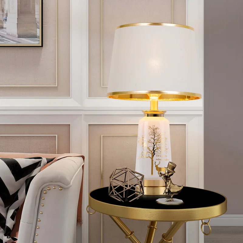 Ceramic table lamp European style living room study bedroom bedside lamp hotel club model room Nordic light luxury 2020 new mod #3