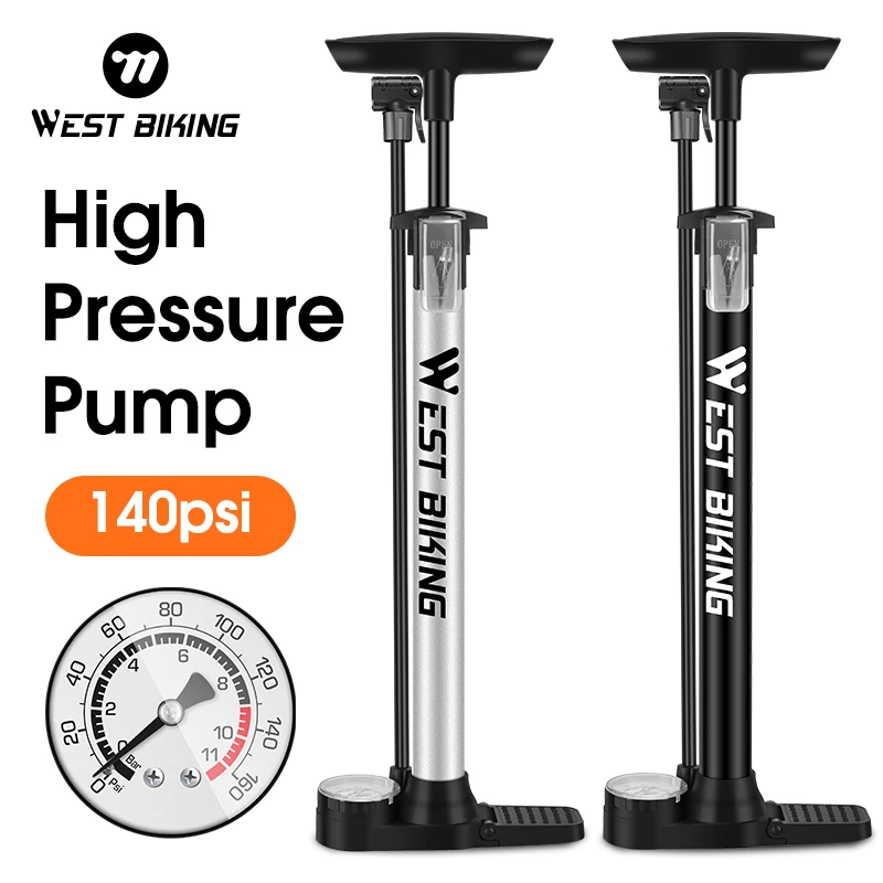 

WEST BIKING Bicycle Air Pump High Pressure Cycling 140 PSI Floor Pump MTB Road Bike Schrader Presta Valve Ball Tire Inflator