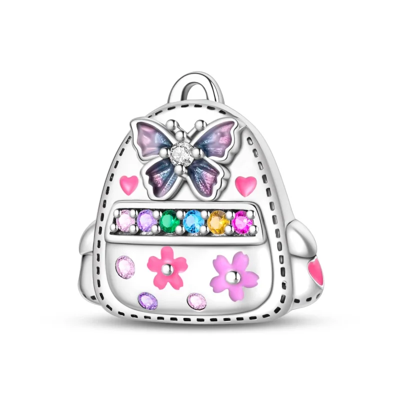 Original 925 Sterling Silver Adventure Backpack Charms Beads Dangle For Women Fine DIY Birthday Jewelry Party Gifts