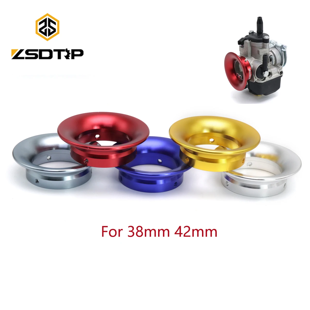 ZSDTRP 38M 42MM carburatore filtro aria tazza imbuto aria velocità Stack corno tazza moto carburatore parte per Dellort PHBH PHBL