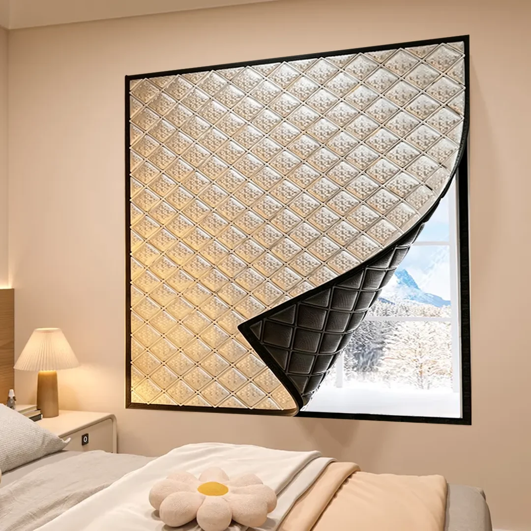 Windproof Warm Curtains for Winter, Sun Shading, Sound Insulation, Double Thickened Thermal Curtains, No Drilling Required