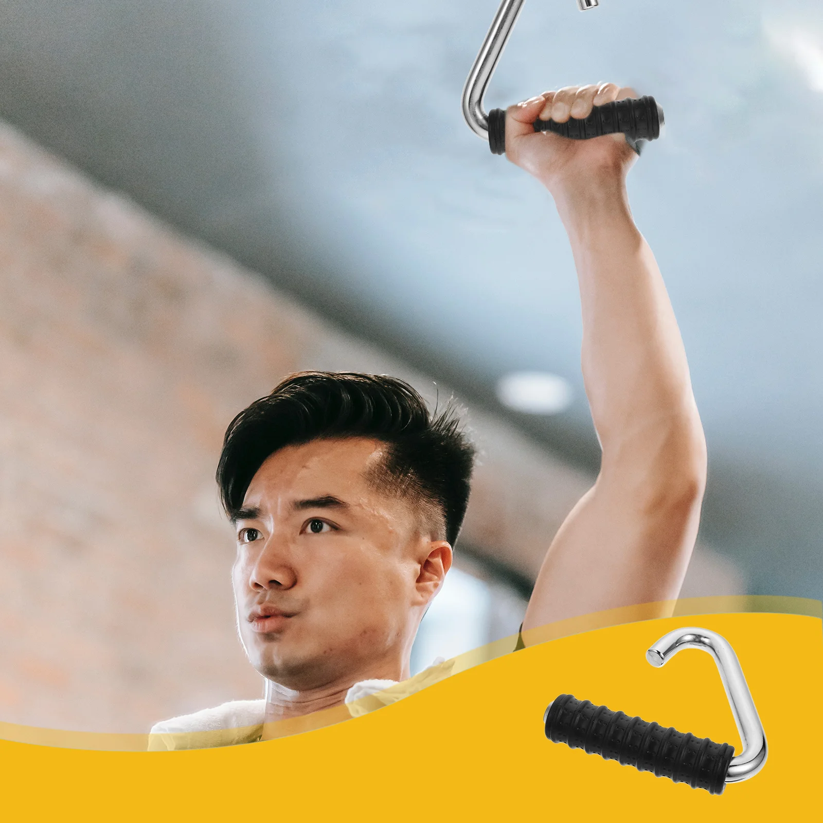 

1Pcs Triceps Trainer Handle Heavy Duty Steel Pull Rod for Arm Chest Muscle Building Exercise Equipment Tension Rod Handle