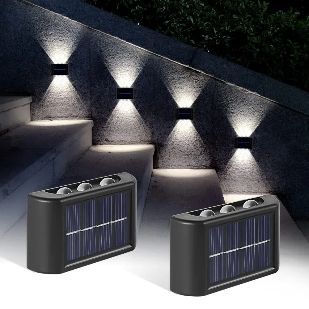 Solar Fence Lights Outdoor Solar Powered LED Wall Sconce Waterproof Lighting for House Deck Step Patio Landscape Decor