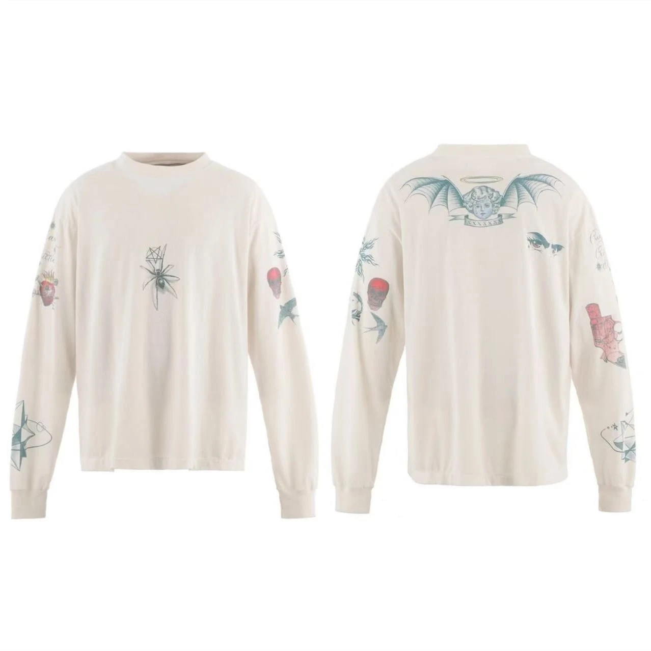 SAINT Long Sleeves 25SS DR woo L/S Spider Print Loose T-shirt Men Women T Shirt Top Tees