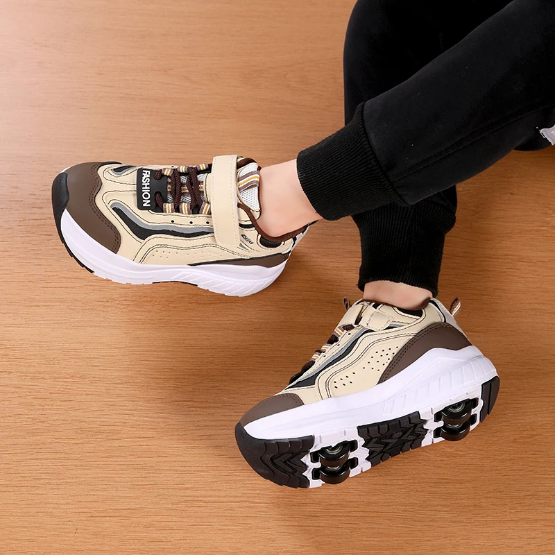 Children Junior Roller Skate Shoes Kids Sneakers with Four Wheels Boys Girls Shoes Outdoor Walking Shoes Casual Kids Sneakers view 4