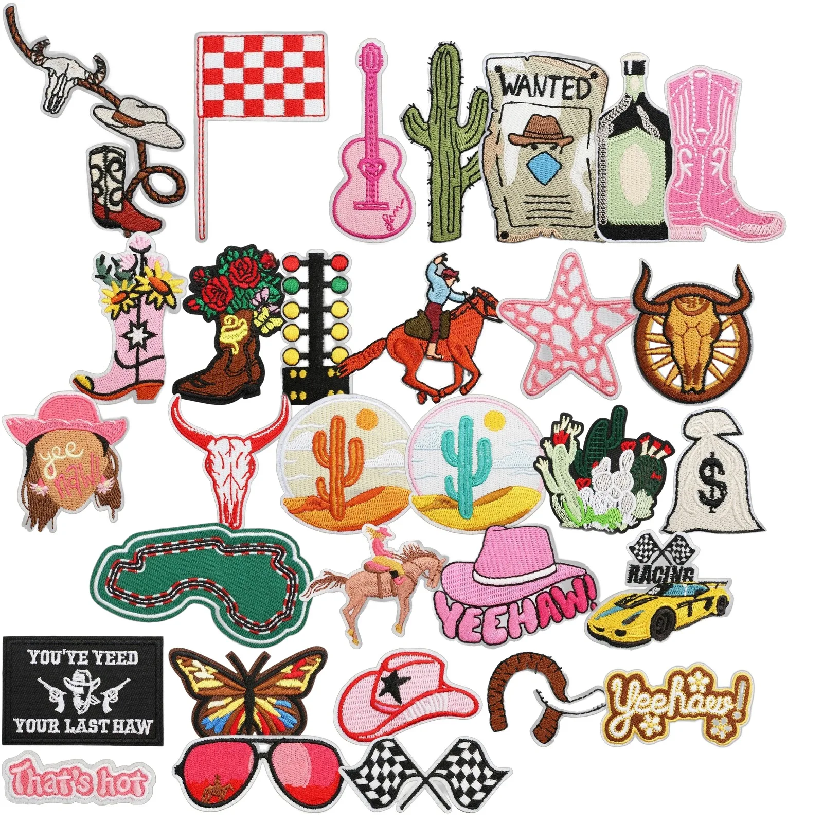 Western Cowgirl Patches 32 Styles Iron on Embroidered Applique Patches for Clothing DIY Jacket Jeans Hat Backpack Sewing