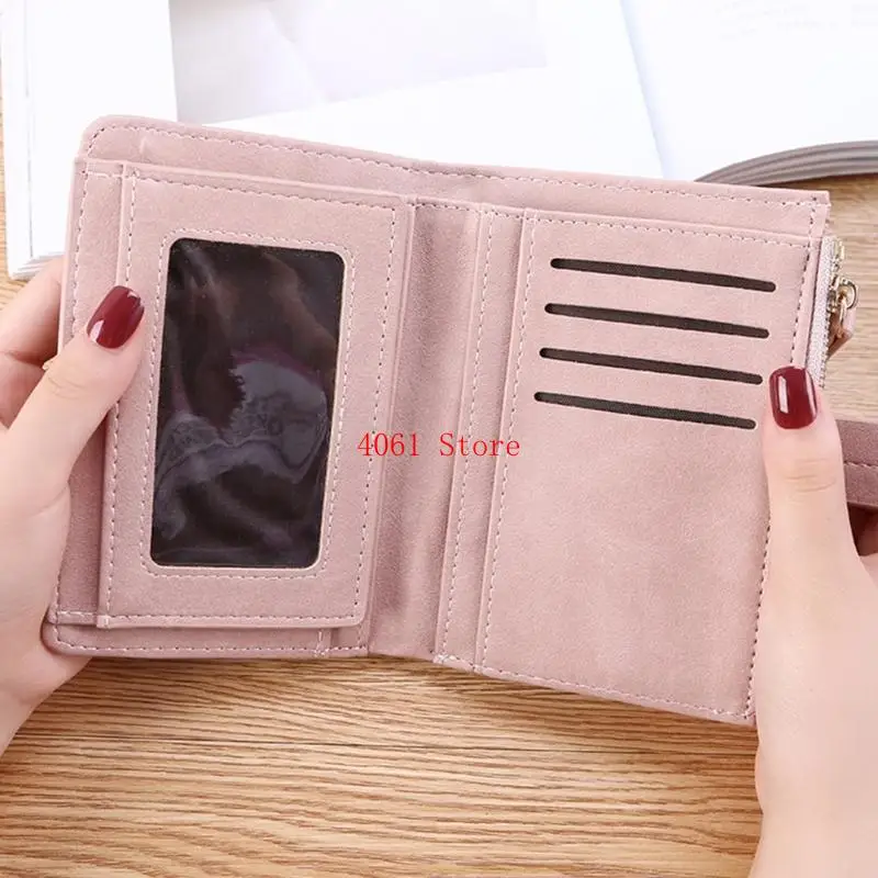 محفظة نسائية جلدية صغيرة بمشبك للعملة المعدنية وجيب للنقود وحقيبة لبطاقة الائتمان