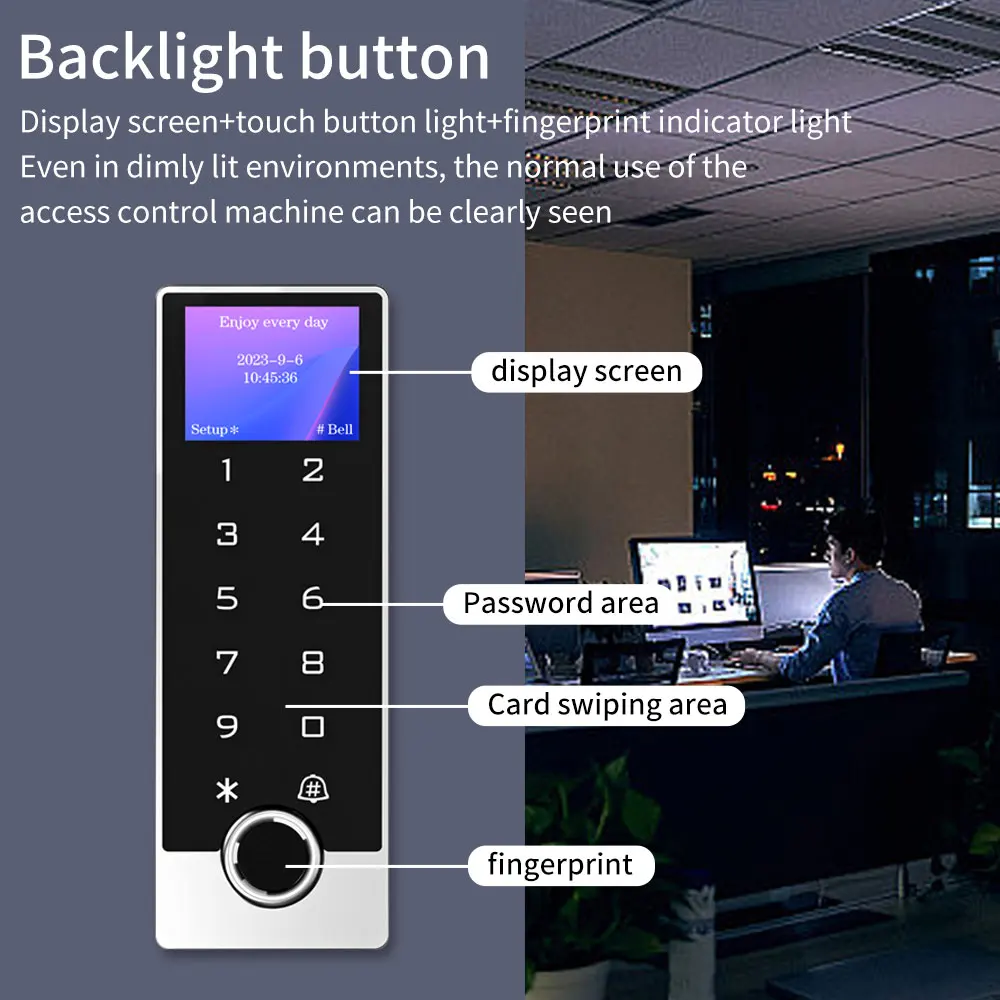 12V DC Tuya Wifi Electronic Fingerprint Lock Opener Access Control Keyboard Waterproof Smart Bio ID Card Digital Keypad with LCD