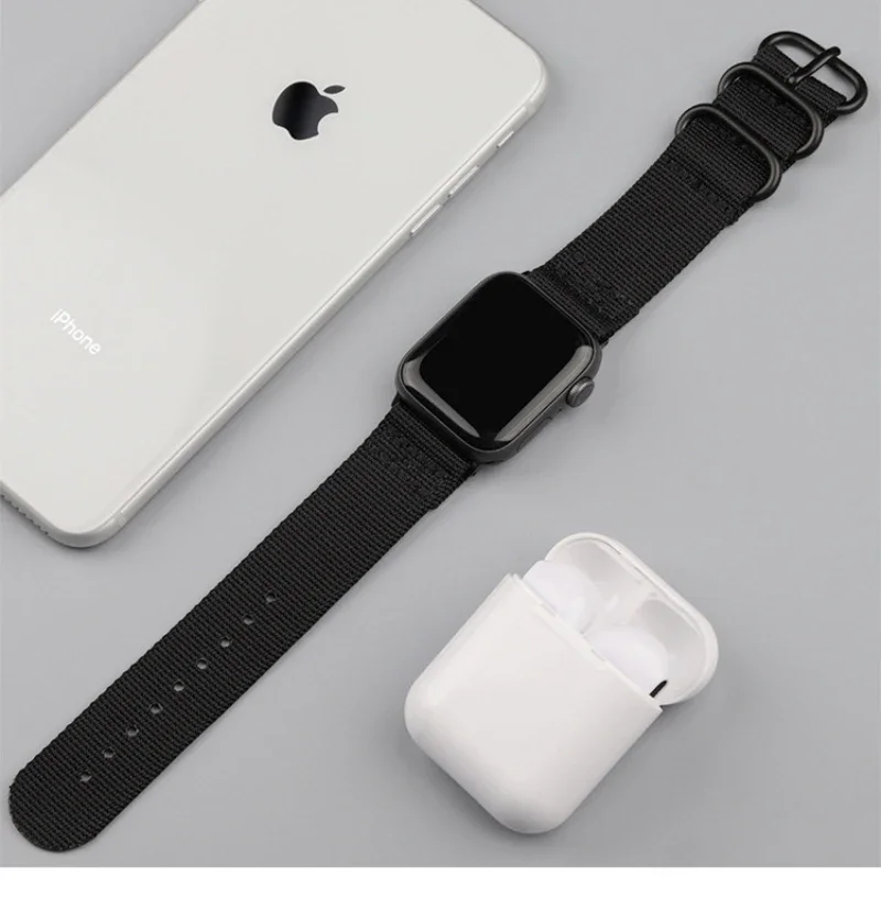 Cinturino in nylon per cinturino Apple Watch 49mm 46mm 42mm 45mm 44mm 40mm 41mm Bracciale a tre anelli iWatch Ultra 2 10 9 8 7 6 5 4 SE Correa