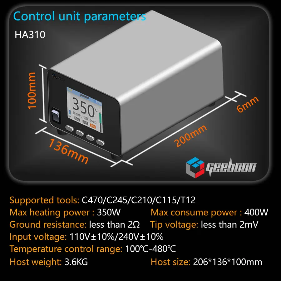 GEEBOON 350W HA310 Heavy-duty Constant Temperature Soldering Station UAE Linear Transformer C470C245