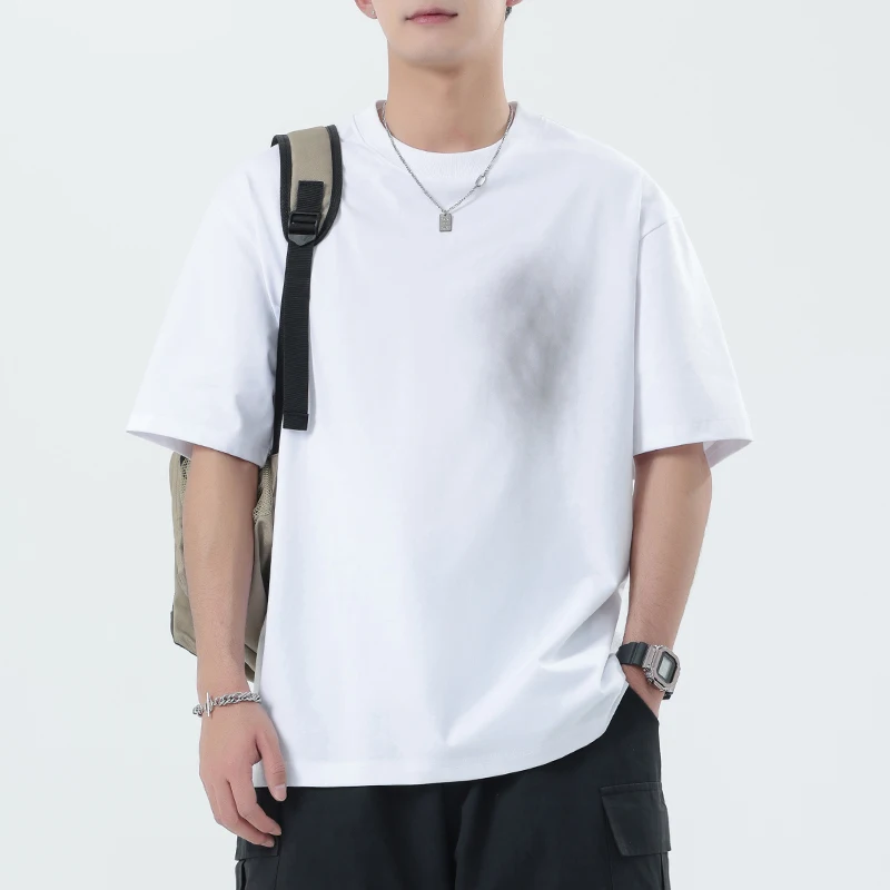 

SH81319 heavyweight do old round neck short-sleeved T-shirt men's loose hundred simple casual couple models