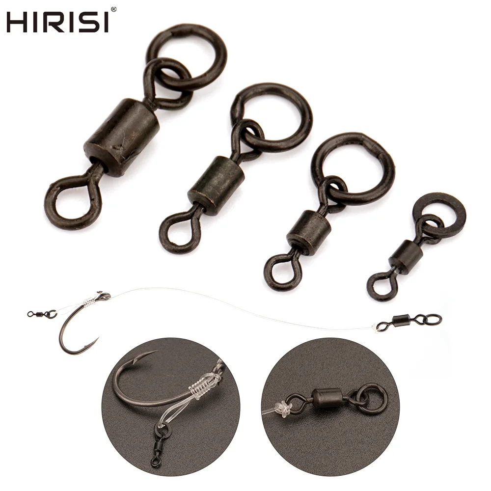 Hirisi 20 pièces pêche changement rapide anneau solide émerillons roulement à billes pivotant Terminal de pêche matériel pour carpe accessoires AE044