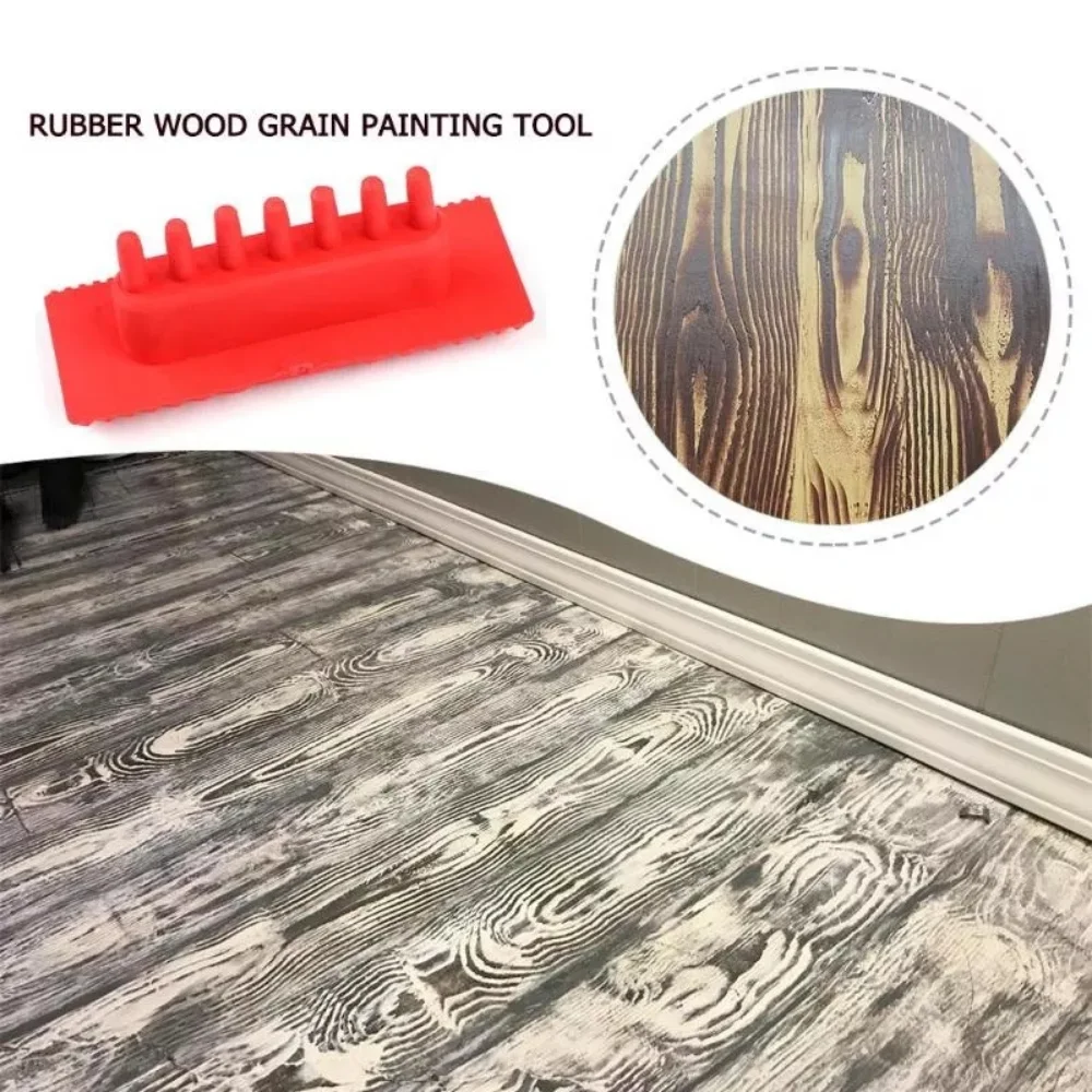 Rubber Wood Grain Paint Roller Imitation Wood Grain Pattern Paint Design Brush Home Decor Art Embossing DIY Wall Painting Tool