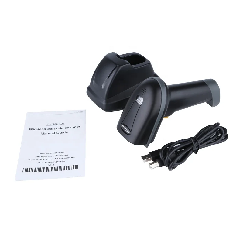 1D 2D Handheld Portable BT Wireless Bar Code Reader Wired QR Datamatrix Auto Sensing Barcode Scanner With Cradle Stand