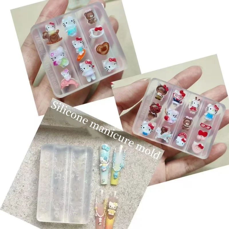 Kawaii Cartoon Sanrio Hallo Kitty Kuromi 3D Acryl Nagel Form Hand Gravur Form Nail art Dekorationen Silikon Nail art